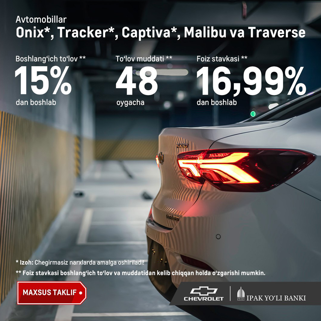 Chevrolet va Ipak Yo‘li bankidan eksklyuziv aksiyalar!