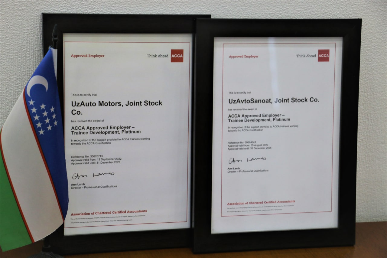 “Uzavtosanoat” va “UzAuto Motors” kompaniyalari АССА Approved Employer maqomini oldi